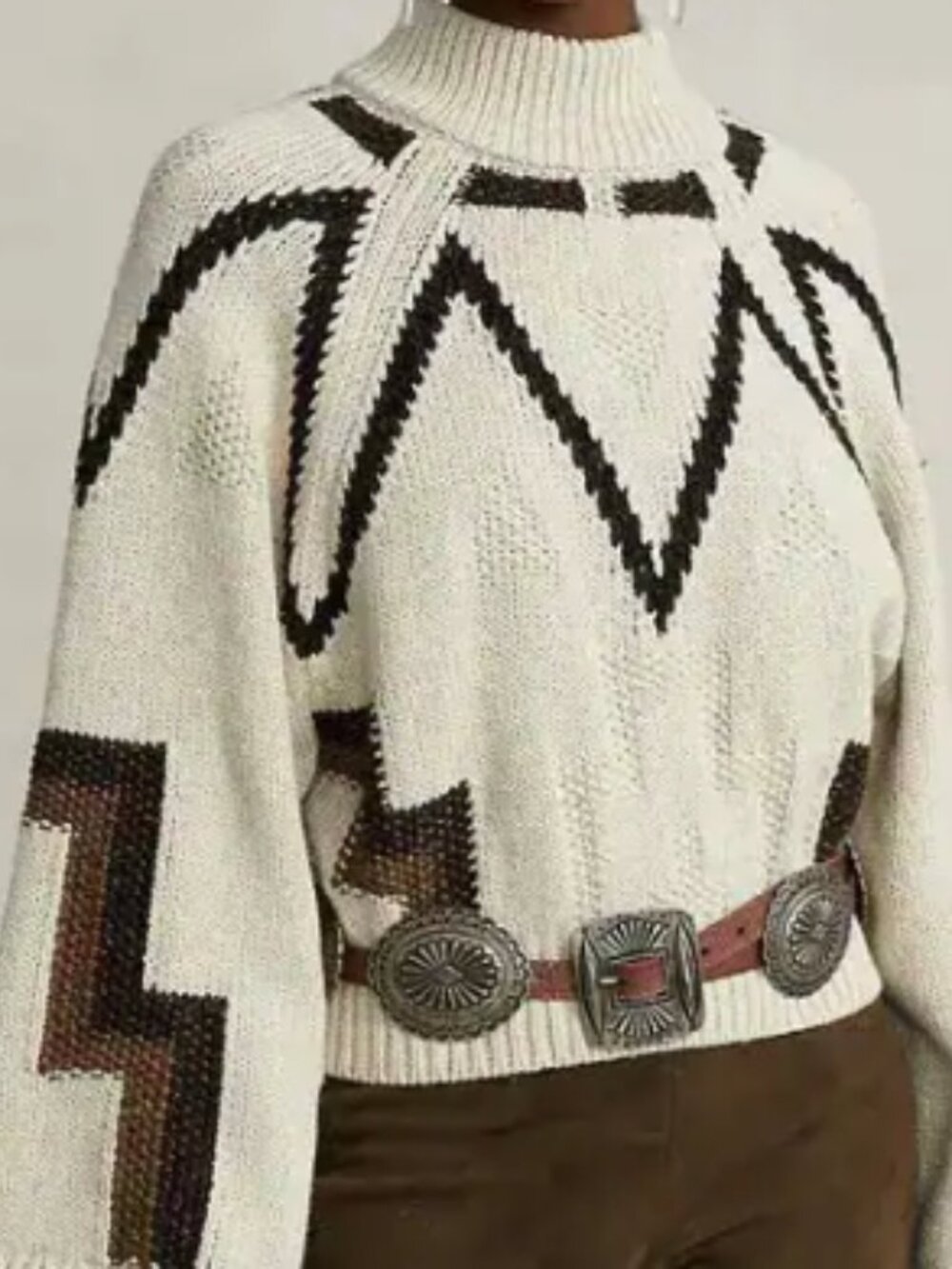 RALPH LAUREN Southwestern Cotton-Blend Raglan Sweater